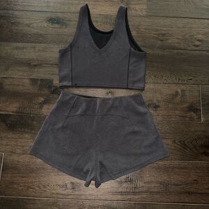 Lululemon Ribbed Softstreme Crop Tank Top & High-rise 2”Short Set